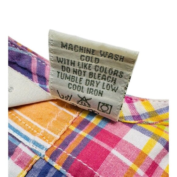 Vintage Orvis Madras Plaid Patchwork Button Up Shirt Womens 12 - Picture 9 of 9